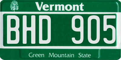 VT license plate BHD905