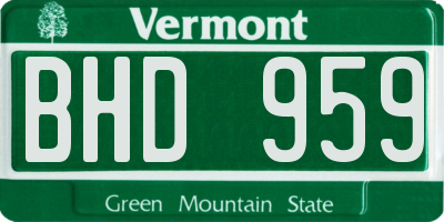 VT license plate BHD959