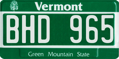 VT license plate BHD965