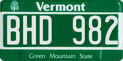 VT license plate BHD982