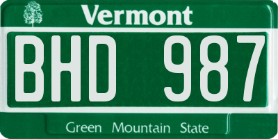 VT license plate BHD987