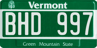 VT license plate BHD997