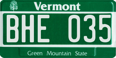 VT license plate BHE035