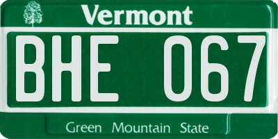 VT license plate BHE067