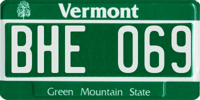 VT license plate BHE069
