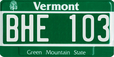 VT license plate BHE103