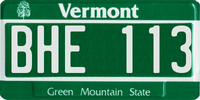 VT license plate BHE113