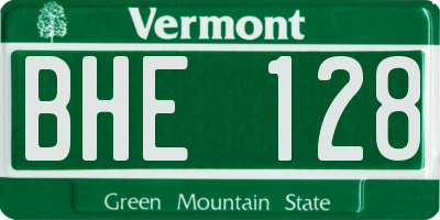 VT license plate BHE128
