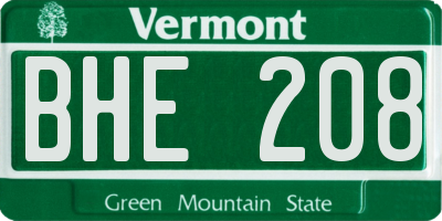 VT license plate BHE208