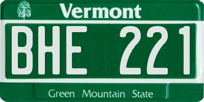 VT license plate BHE221