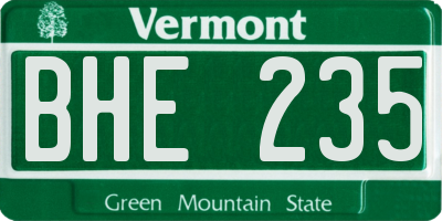 VT license plate BHE235