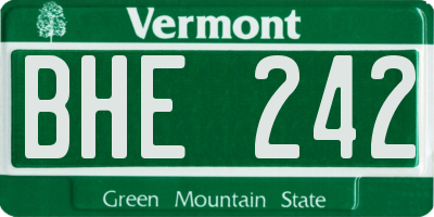 VT license plate BHE242