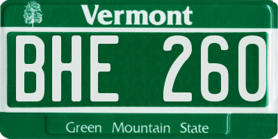 VT license plate BHE260