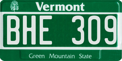 VT license plate BHE309