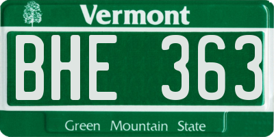 VT license plate BHE363