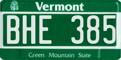 VT license plate BHE385