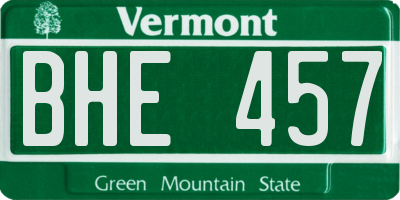 VT license plate BHE457