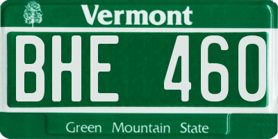 VT license plate BHE460