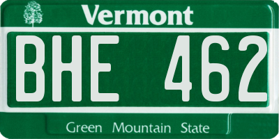 VT license plate BHE462