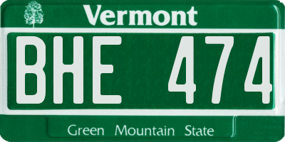 VT license plate BHE474