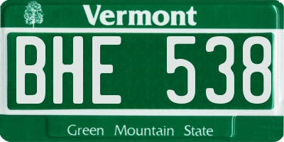 VT license plate BHE538