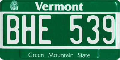 VT license plate BHE539
