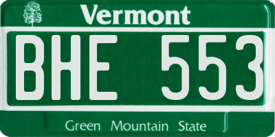 VT license plate BHE553