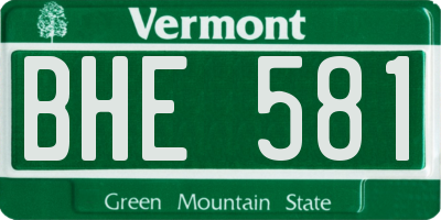 VT license plate BHE581