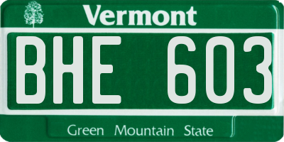 VT license plate BHE603