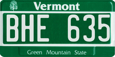 VT license plate BHE635