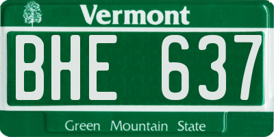 VT license plate BHE637