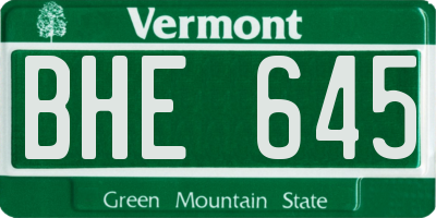 VT license plate BHE645