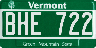 VT license plate BHE722