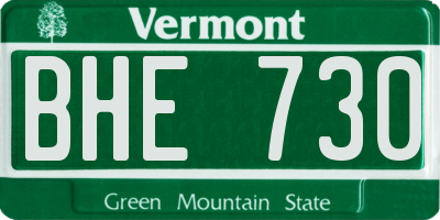 VT license plate BHE730