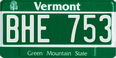 VT license plate BHE753