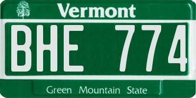 VT license plate BHE774