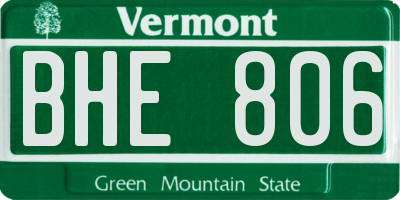 VT license plate BHE806
