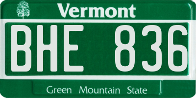 VT license plate BHE836