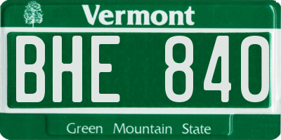 VT license plate BHE840