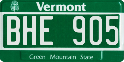 VT license plate BHE905