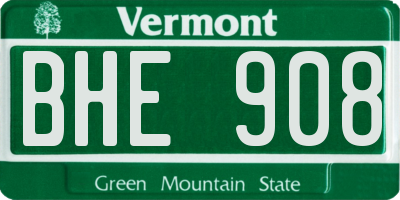 VT license plate BHE908