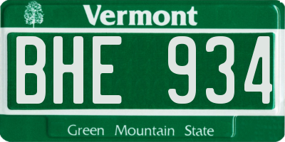 VT license plate BHE934