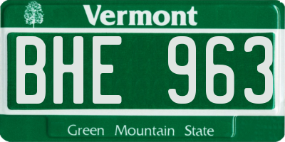 VT license plate BHE963