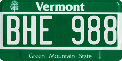 VT license plate BHE988