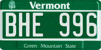 VT license plate BHE996