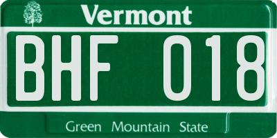 VT license plate BHF018