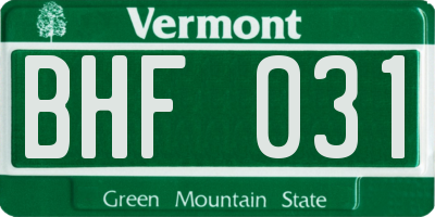 VT license plate BHF031
