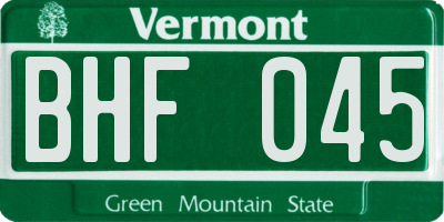 VT license plate BHF045