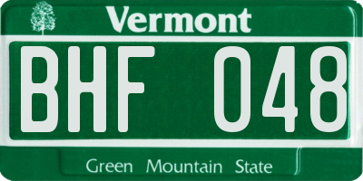 VT license plate BHF048