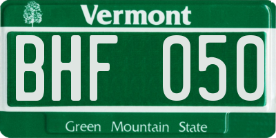 VT license plate BHF050